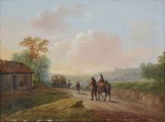 Dutch School (early 19th century)Travellers on a country road