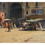 Michele de Simone (Italian 1893-1955)Figures in a market place