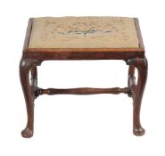 A George II mahogany and woolwork upholstered dressing stool, second quarter 18th century