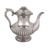 ϒ A William IV silver baluster tea pot by Charles Fox II, London 1830