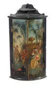 A George III painted wood hanging corner cabinet, late 18th century