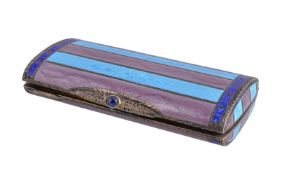 A Continental silver coloured, enamel and gem set box