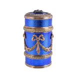 A Continental gold coloured, enamel and gem set box