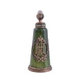 A Continental gold coloured, nephrite and gem set scent bottle