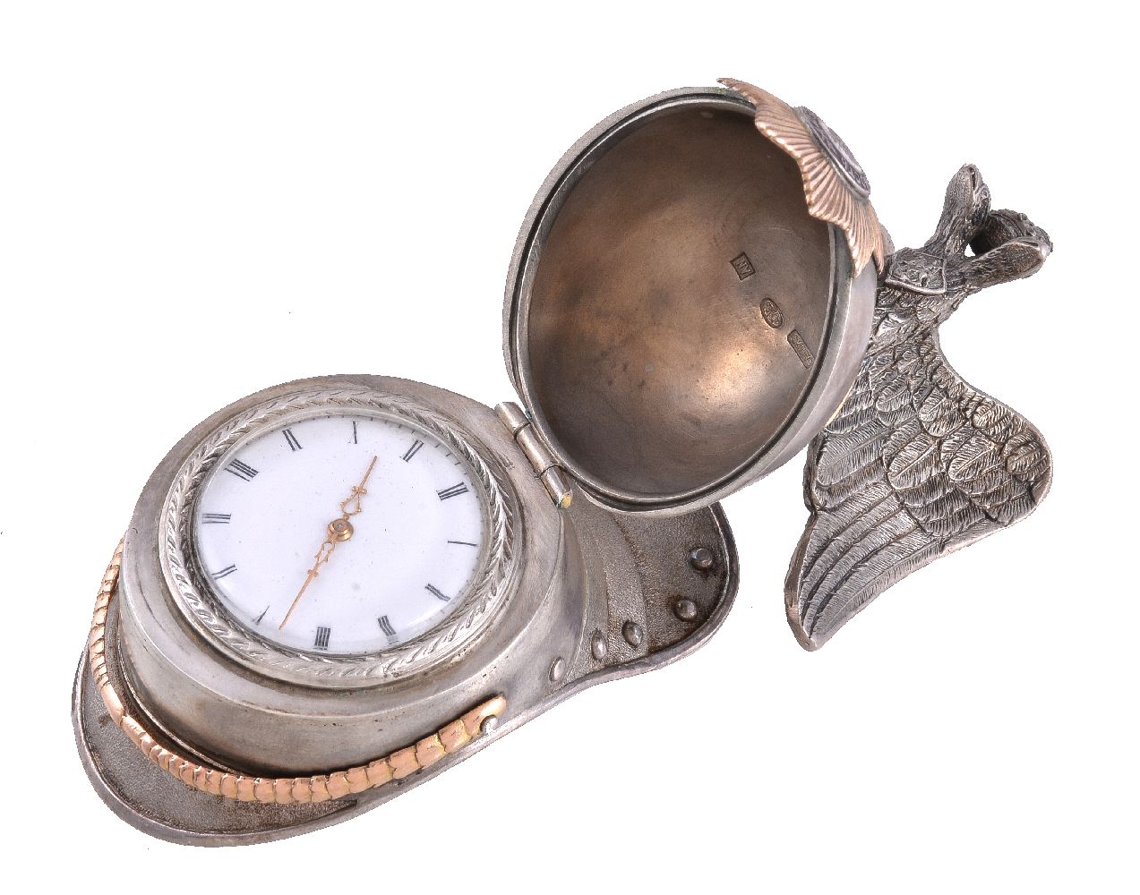 A Continental silver coloured and gold coloured desk watch - Image 2 of 2