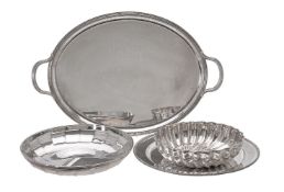 A French electro-plated twin handled oval tray by Christophle