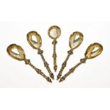 A set of five Victorian silver gilt dessert serving spoons by Mappin & Webb (John Newton Mappin)