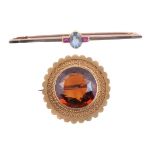 A late Victorian citrine brooch