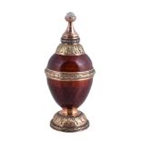 A Continental gold coloured, enamel and gem set scent bottle