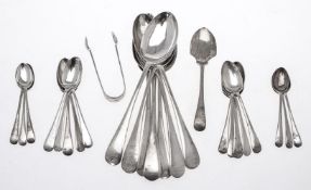 A collection of silver old English pattern flatware