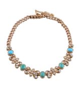 An Edwardian turquoise and half pearl bracelet