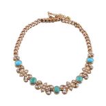 An Edwardian turquoise and half pearl bracelet