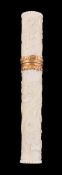 ϒ A gold mounted ivory cylindrical bodkin case