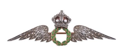 A mid 20th century diamond set RAF sweetheart brooch