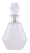 A silver collared cut glass decanter and stopper by Preece & Williscombe