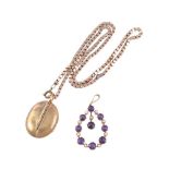 An amethyst and seed pearl pendant