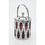An Edwardian silver cylindrical biscuit barrel by Henry Williamson Ltd