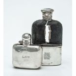 A Victorian silver mounted glass spirit flask by Thomas Johnson I