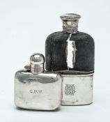 A Victorian silver mounted glass spirit flask by Thomas Johnson I