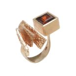 A 1970's Danish citrine abstract dress ring