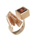 A 1970's Danish citrine abstract dress ring