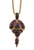 A Victorian diamond and garnet locket pendant