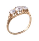 A late Victorian three stone diamond ring