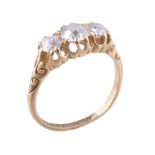 A late Victorian three stone diamond ring