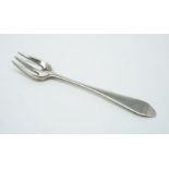 A George III Irish provincial silver pointed Old English small pickle fork by Joseph Gibson