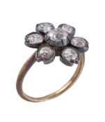 A Victorian and later flower head cluster ring