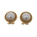 A pair of mabé pearl earrings