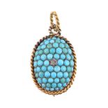 A Victorian turquoise and diamond pendant