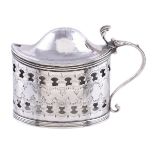 A George III silver straight-sided oval mustard pot by Peter & Ann Bateman