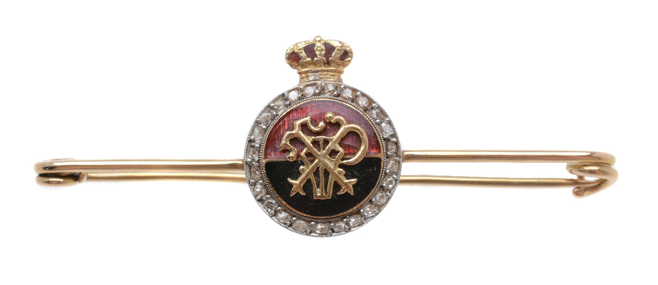 A mid 20th century diamond regimental bar brooch