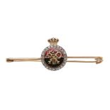 A mid 20th century diamond regimental bar brooch