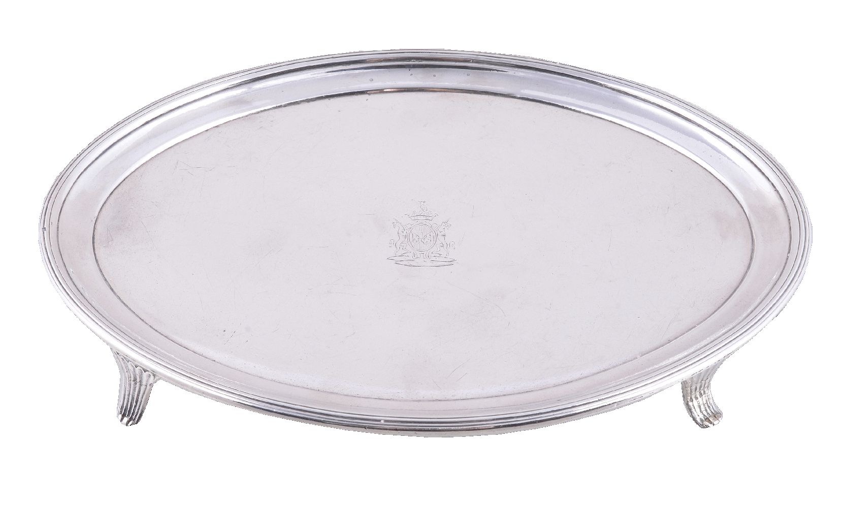 A George III silver oval tea pot stand by Thomas Wallis II