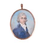 ϒ Thomas Le Hardy (fl. 1794-1802), portrait of a gentleman wearing a blue coat