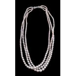 A three row cultured pearl necklace