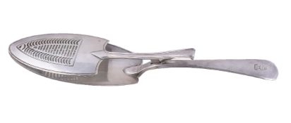 A George III silver old English pattern serving tongs by William Eley
