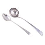 A George III silver old English soup ladle by Thomas Wallis II