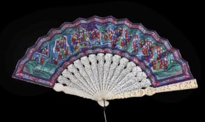 ϒ A Chinese export Applied Faces or Mandarin fan