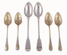 A set of four George III silver Hanoverian pattern table spoons by George Wintle