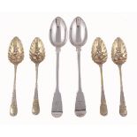 A set of four George III silver Hanoverian pattern table spoons by George Wintle