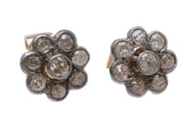 A pair of diamond cluster ear studs