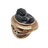 A hardstone cameo ring