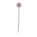 A 1920s ruby and diamond stickpin