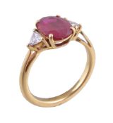 A ruby and diamond ring