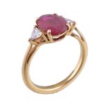 A ruby and diamond ring