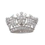 A mid 20th century diamond naval crown brooch