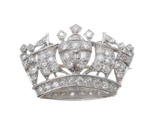 A mid 20th century diamond naval crown brooch